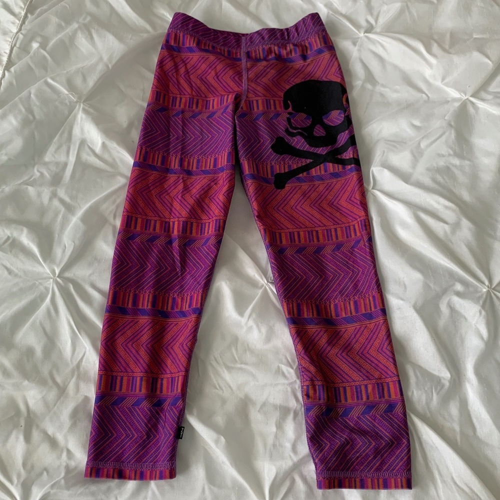 ZARA TEREZ X Soul Cycle Leggings Pink Purple Size XS Skull Detailing